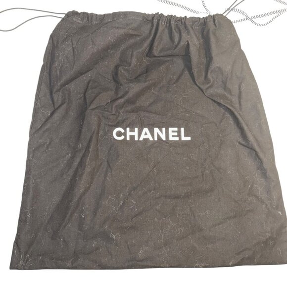 CHANEL Paris France black cotton drawstring purse dust cover bag 17" square - Picture 1 of 3